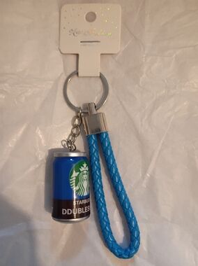 Starbucks Blue Braided Strap Can Keychain